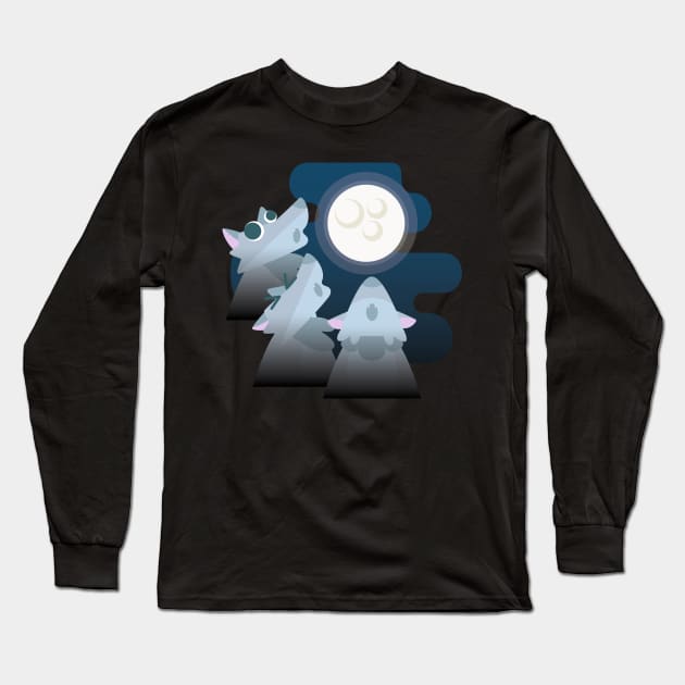 Three Wolf Moon Moon Long Sleeve T-Shirt by Melophilus